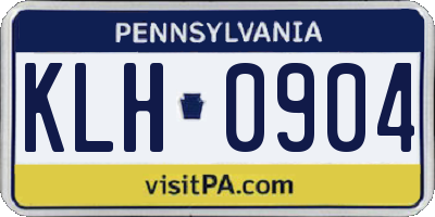 PA license plate KLH0904