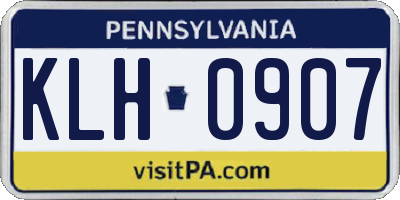 PA license plate KLH0907
