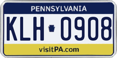 PA license plate KLH0908
