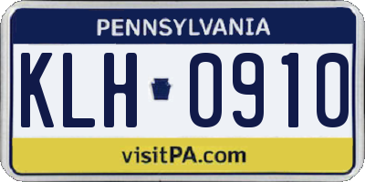 PA license plate KLH0910