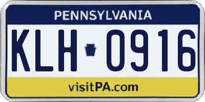 PA license plate KLH0916