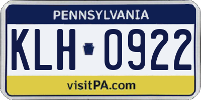 PA license plate KLH0922