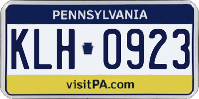 PA license plate KLH0923