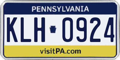 PA license plate KLH0924
