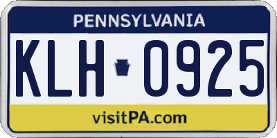 PA license plate KLH0925