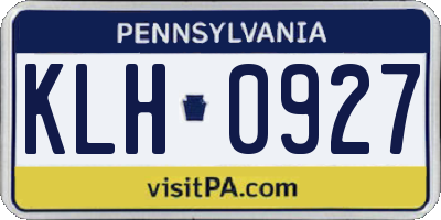 PA license plate KLH0927