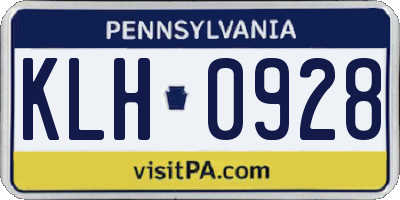 PA license plate KLH0928