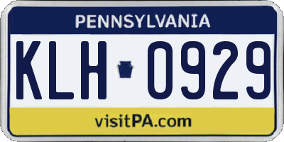 PA license plate KLH0929
