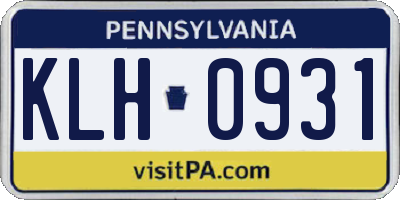 PA license plate KLH0931