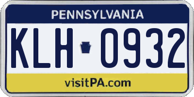 PA license plate KLH0932