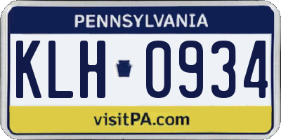 PA license plate KLH0934