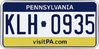 PA license plate KLH0935