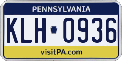 PA license plate KLH0936