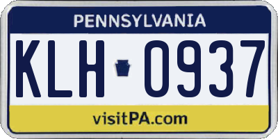 PA license plate KLH0937