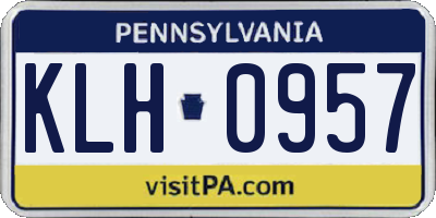 PA license plate KLH0957