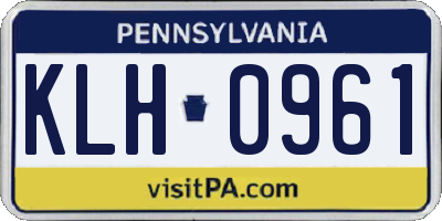 PA license plate KLH0961
