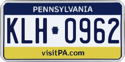 PA license plate KLH0962