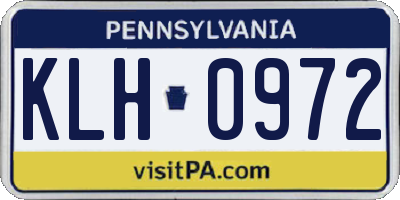PA license plate KLH0972