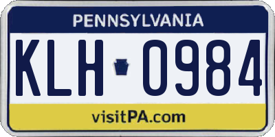 PA license plate KLH0984