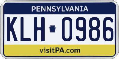 PA license plate KLH0986