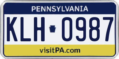 PA license plate KLH0987