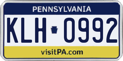 PA license plate KLH0992