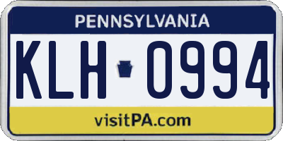 PA license plate KLH0994