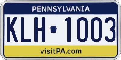 PA license plate KLH1003