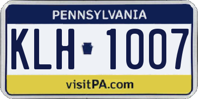 PA license plate KLH1007