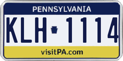 PA license plate KLH1114