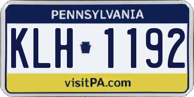 PA license plate KLH1192