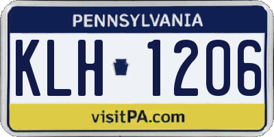 PA license plate KLH1206