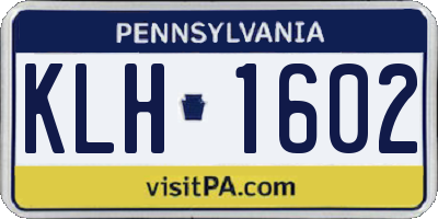 PA license plate KLH1602