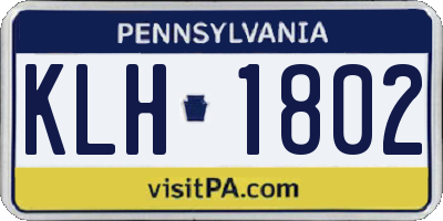 PA license plate KLH1802