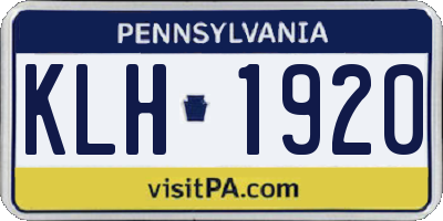 PA license plate KLH1920
