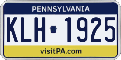 PA license plate KLH1925