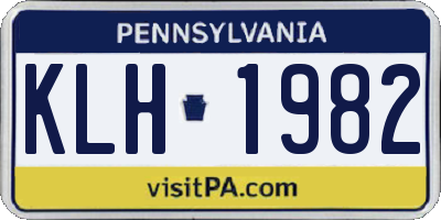 PA license plate KLH1982