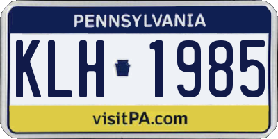 PA license plate KLH1985