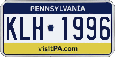 PA license plate KLH1996
