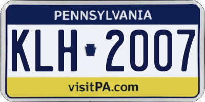 PA license plate KLH2007