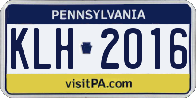 PA license plate KLH2016