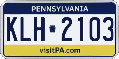 PA license plate KLH2103