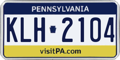 PA license plate KLH2104
