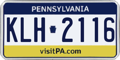 PA license plate KLH2116