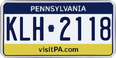 PA license plate KLH2118