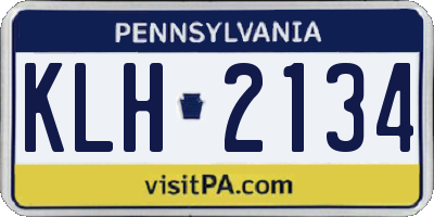 PA license plate KLH2134
