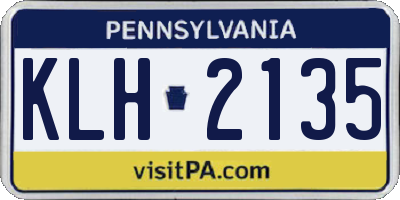 PA license plate KLH2135