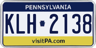 PA license plate KLH2138