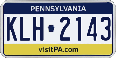 PA license plate KLH2143