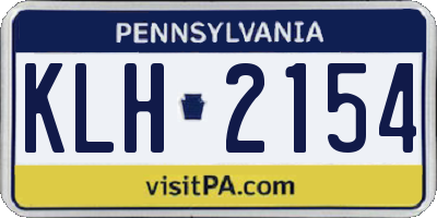 PA license plate KLH2154